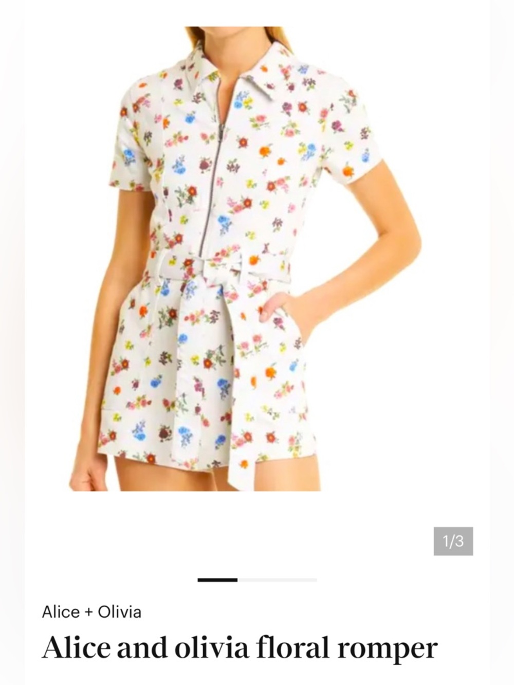 Alice + Olivia White Floral Cotton-Blend Romper